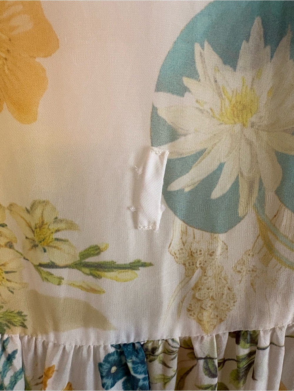 JOHNNY WAS Vintage Look Floral Print Sleeveless Dress. Sheer! White Yellow - Picture 5 of 8